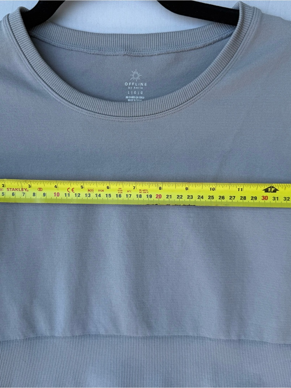 Aerie OFFLINE Cropped Crewneck Athletic Stretchy Tee - Light Gray - Picture 4 of 5